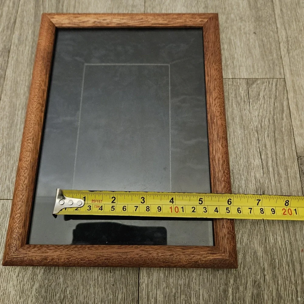 Vintage wooden picture frame with glass insert and felt black backing‎